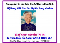 Ai Tín: Thân Mẫu của Chị Anna Thục San đã được Chúa gọi về