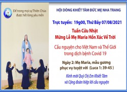 Ngày 2 - Tuần Cửu Nhật Mừng Lễ Mẹ Maria Hồn Xác Lên Trời - cầu nguyện cho Việt Nam và Thế giới trong đại dịch Covid 19