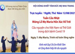 Ngày 7 - Tuần Cửu Nhật Mừng Lễ Mẹ Maria Hồn Xác Lên Trời - cầu nguyện cho Việt Nam và Thế giới trong đại dịch Covid 19
