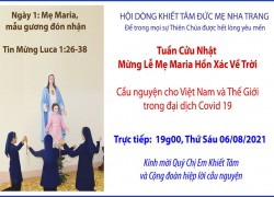 Tuần Cửu Nhật Mừng Lễ Mẹ Maria Hồn Xác Lên Trời - cầu nguyện cho Việt Nam và Thế giới trong đại dịch Covid 19
