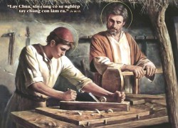 Thánh Giuse dạy Giêsu trong xưởng mộc