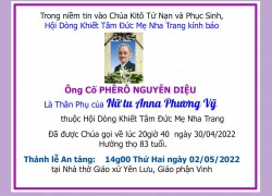 Ai tín: Ông cố Phêrô Nguyễn Diệu - Thân phụ nữ tu Anna Phương Vỹ