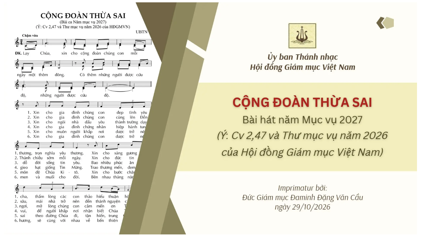 Ủy ban Thánh nhạc: Bài hát chủ đề Năm mục vụ 2027 - Cộng đoàn thừa sai