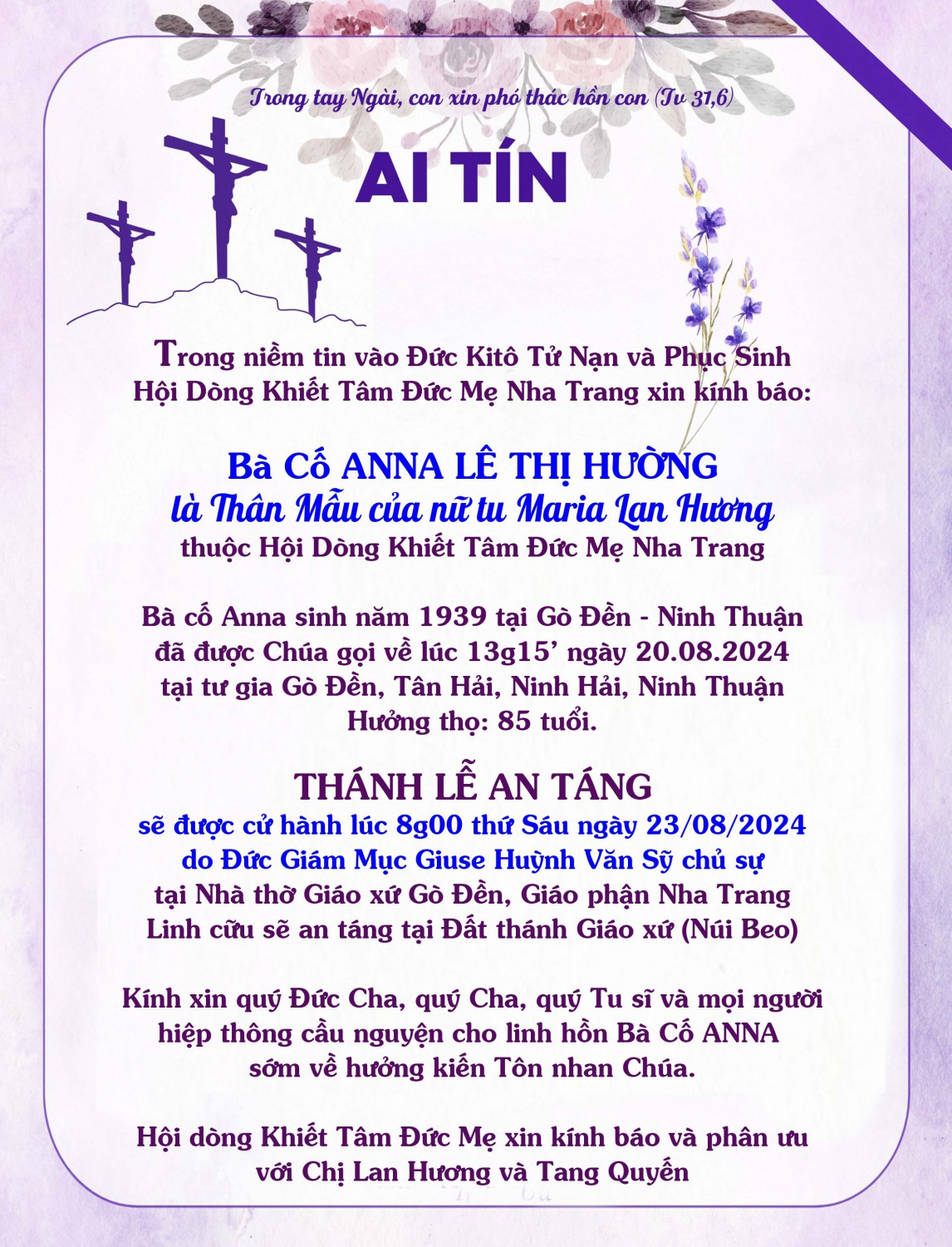 ai tín 2024 Me sr Lan Huong