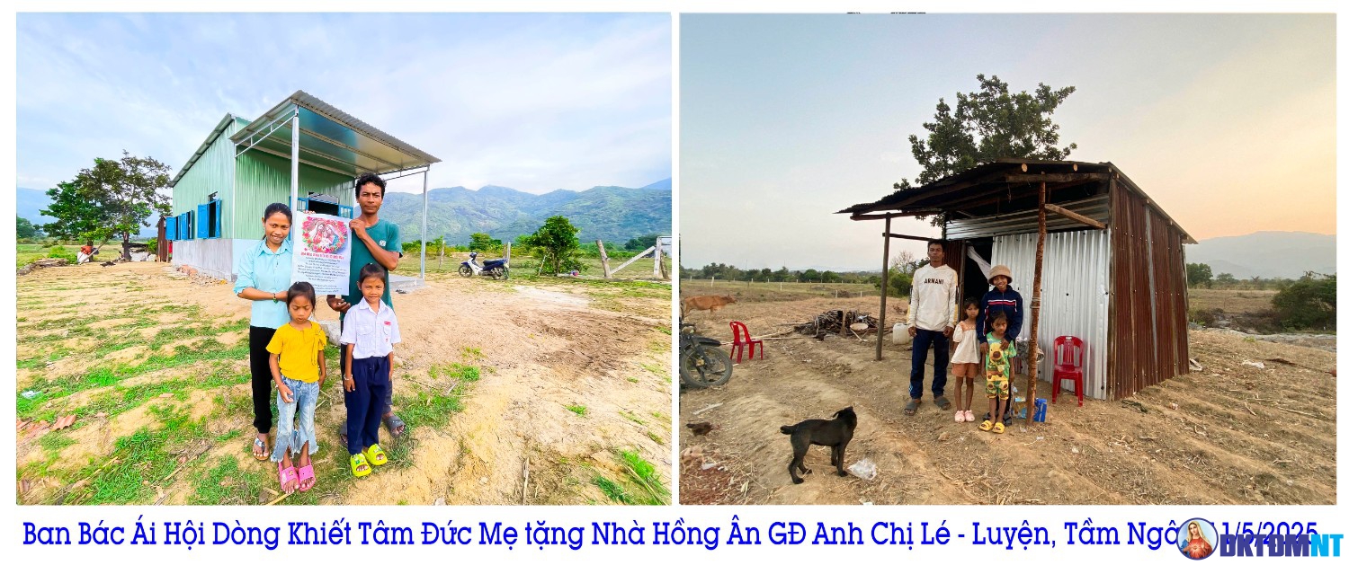 Trao tặng Nhà Hồng Ân cho gia đình Katơr Luyện tại Tầm Ngân do Ban Bác Ái Hội dòng Khiết Tâm Đức Mẹ 11/5/2025